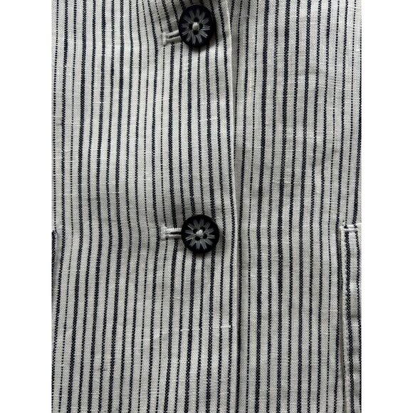 Anthropologie Cartonnier Parisian Preppy Linen Office Chic Blazer Navy Pinstripe - Picture 9 of 13